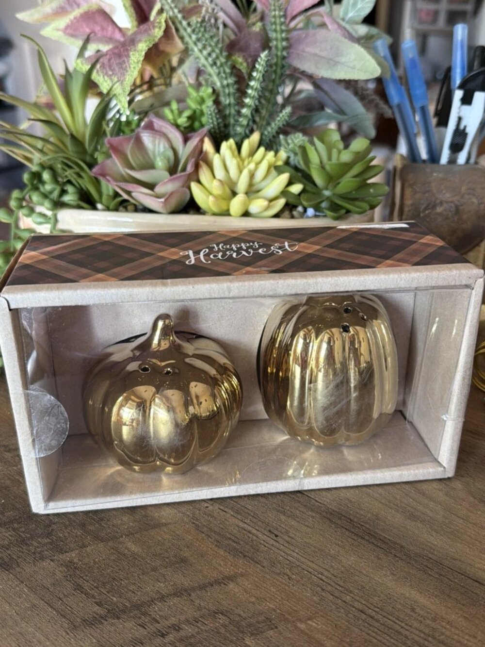 Happy Harvest Gold Pumpkins - Salt and Pepper Shakers